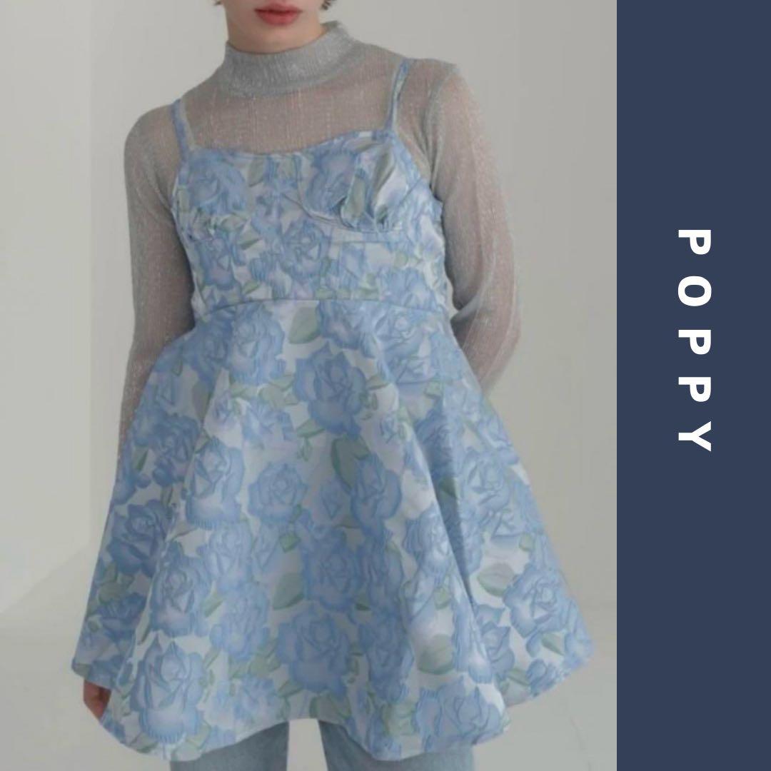 未使用✨POPPY JACQUARD FLARE CAMI TUNIC jacquard flare cami tunic (blue flower)