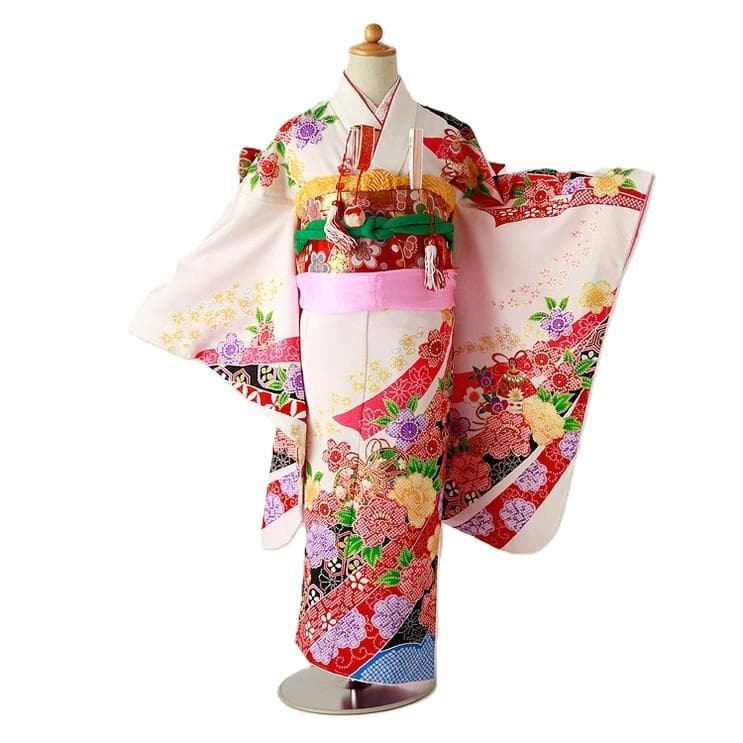 7歳 女の子 着物 七五三　四つ身 7-057 七五三 着物 四つ身 セット 女の子 7歳 7才 小紋柄 結び帯 筥迫 草履