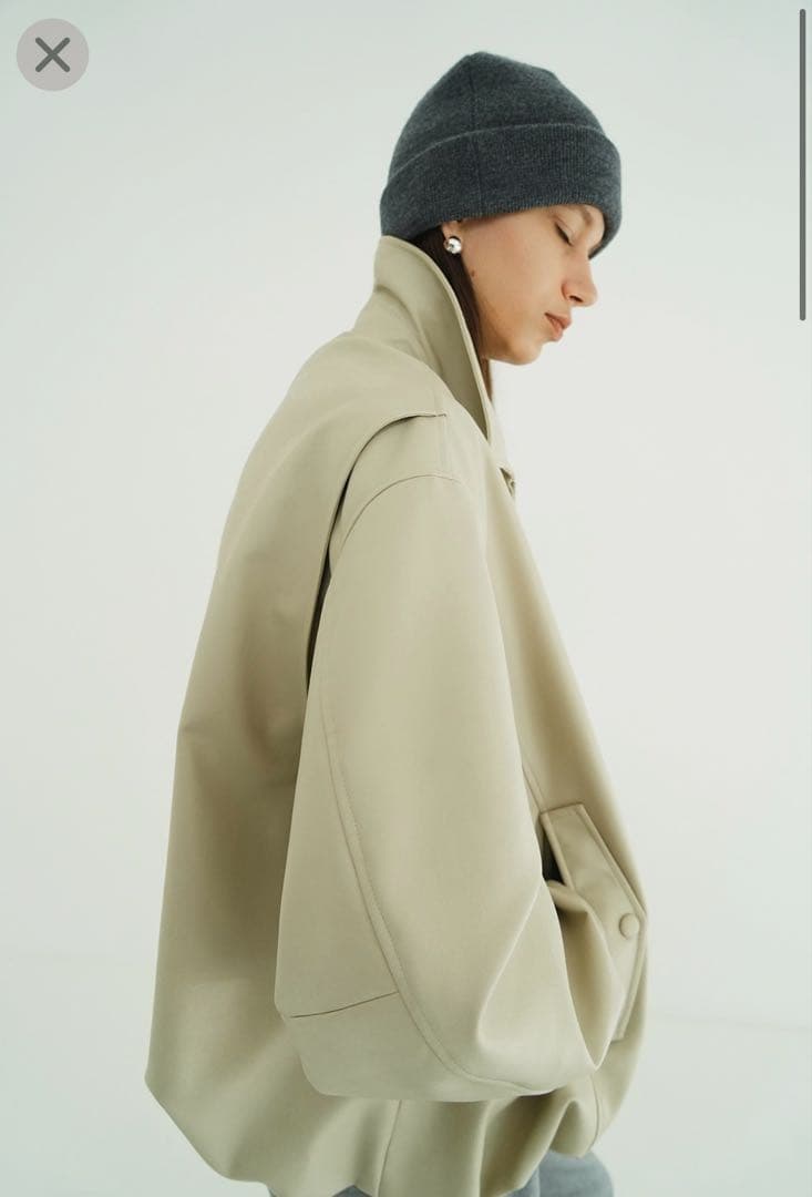 FAKE LEATHER BALLOON JACKET CLANE アイボリー1 セール】FAKE LEATHER BALLOON JACKET（その他アウター）｜CLANE