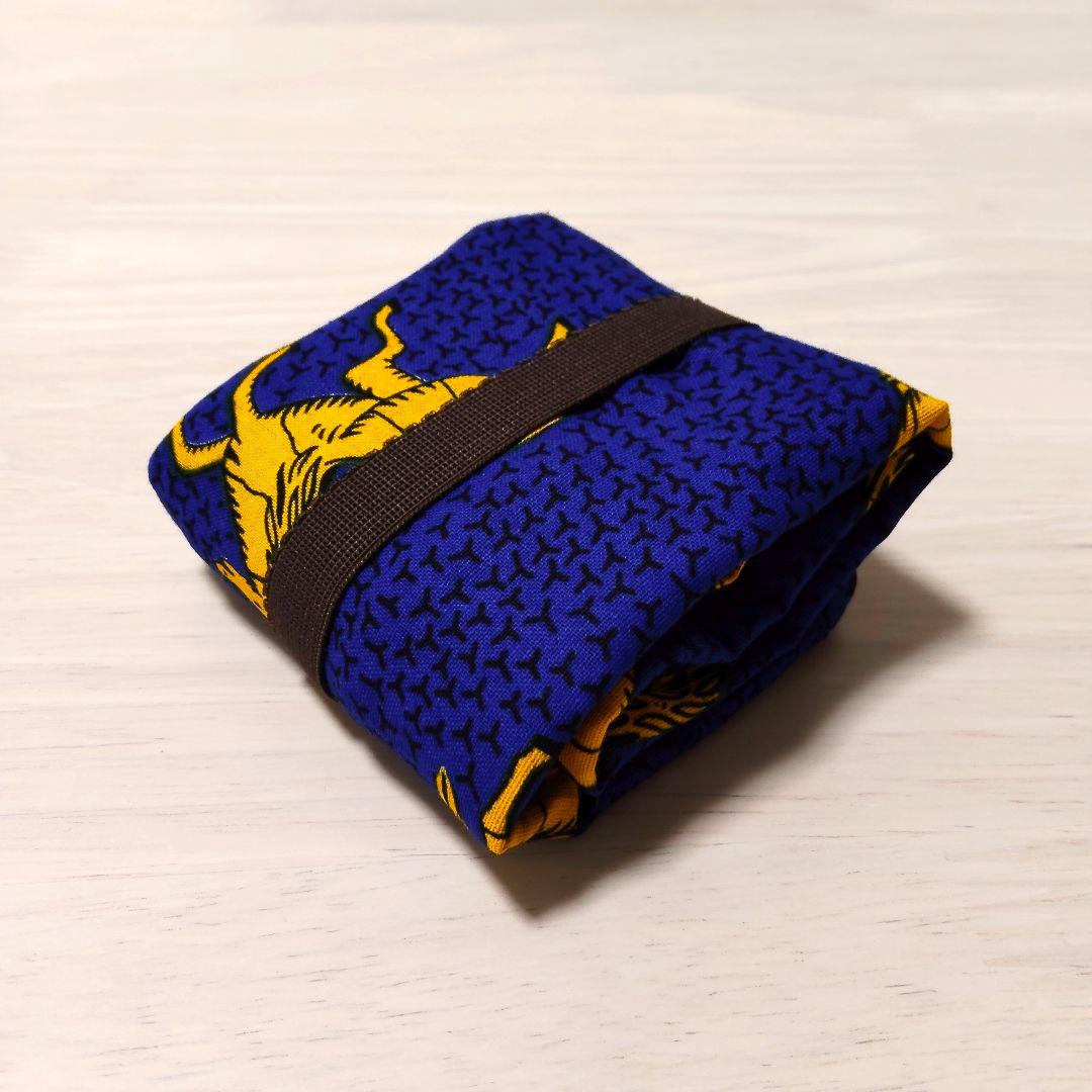 アフリカ布♪ エコバッグ レジ袋タイプ ブルー☆黄色☆馬☆ホース☆午