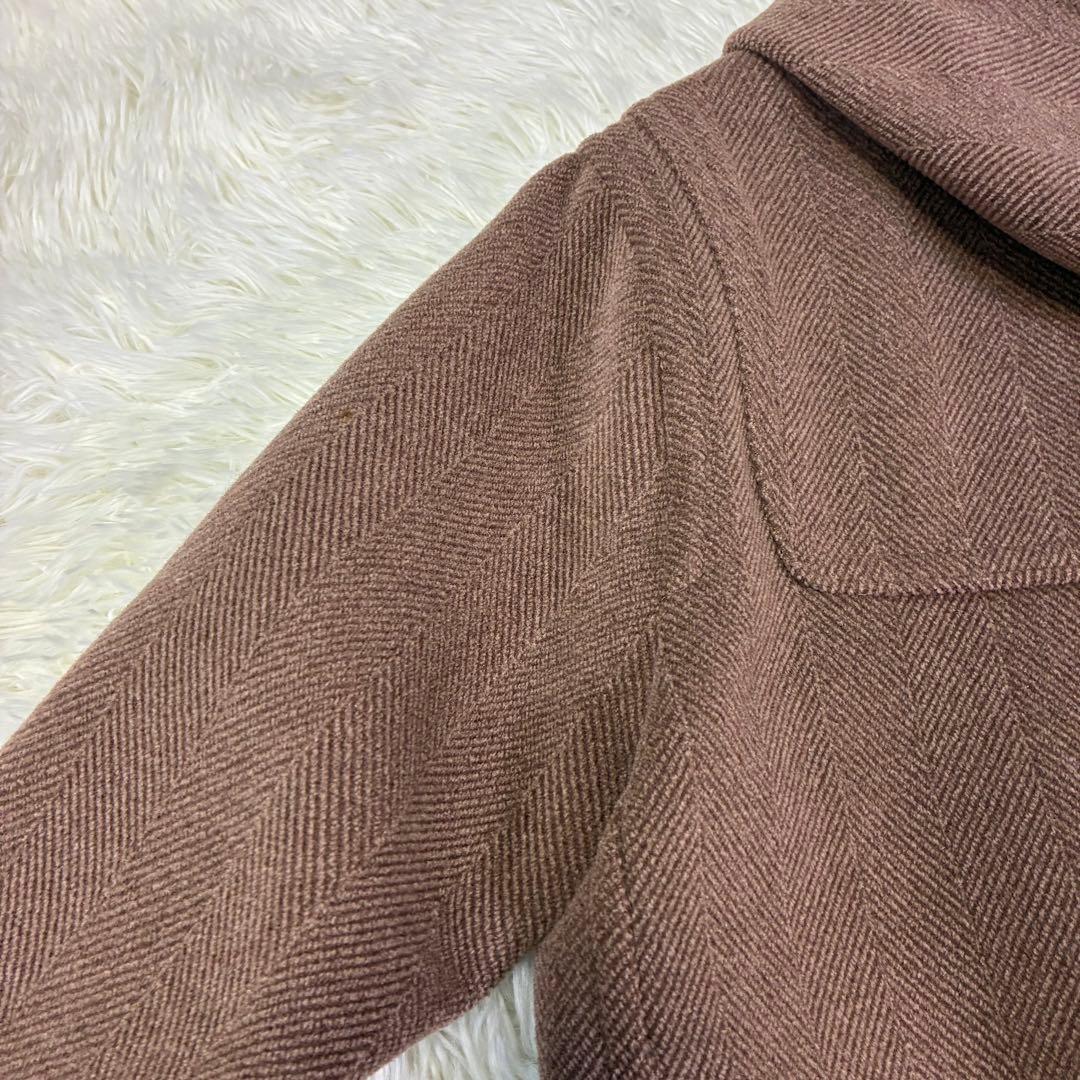 グローバーオール ダッフルコート ヘリンボーン ブラウン系 トグル