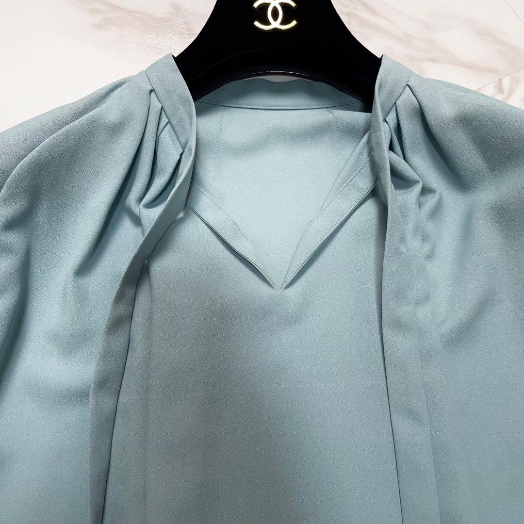 ADORE アドーア ライトジョーゼットボウタイブラウス フレンチスリーブ