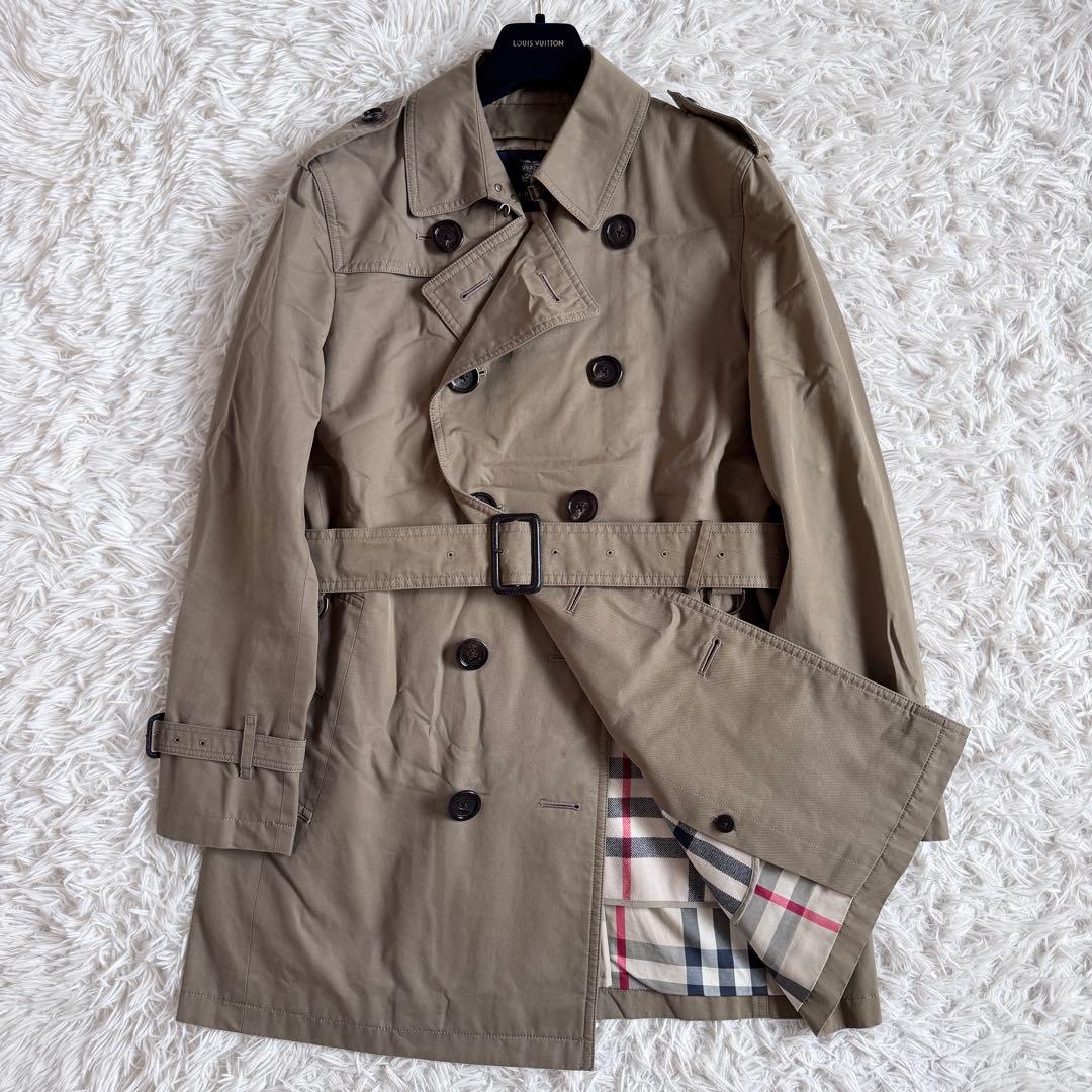極美品 L相当 バーバリーロンドン トレンチ メガチェック 2way カーキ