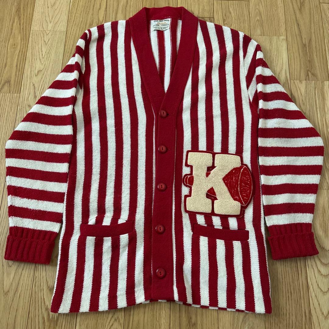 60s 70s レタード　カーディガン　ストライプ　赤白　ヴィンテージ 楽天市場】レタードカーディガン ヴィンテージ 1960年代 CLOVER【M
