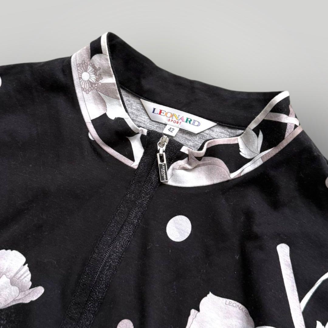 LEONARD ハーフジップカットソー フラワー トリム 大きいサイズ 42