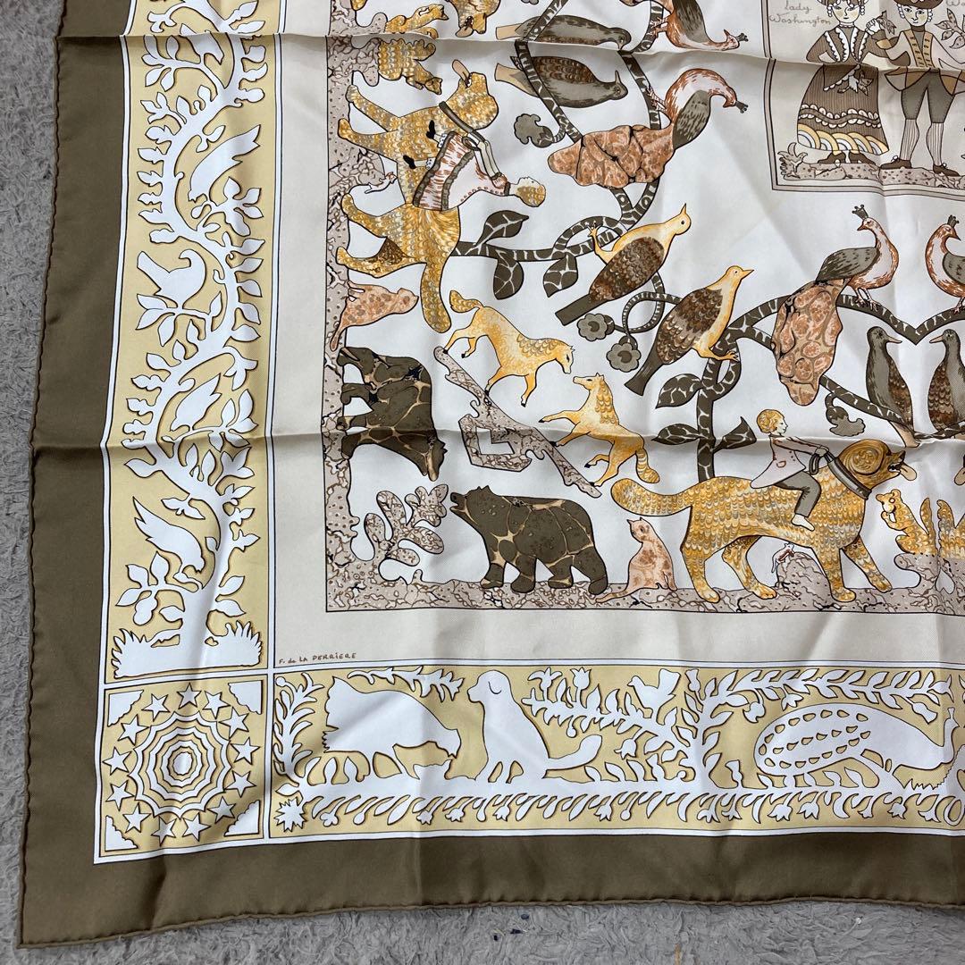HERMES スカーフ カレ90 EARLY AMERICA 動物柄 茶系 - メルカリ