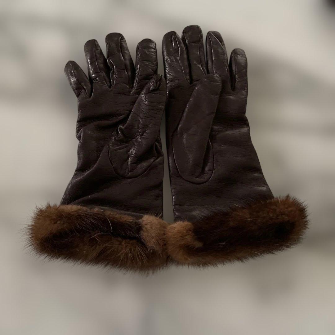 Sermoneta ダークブラウン 本革手袋 7 1/2 - メルカリ