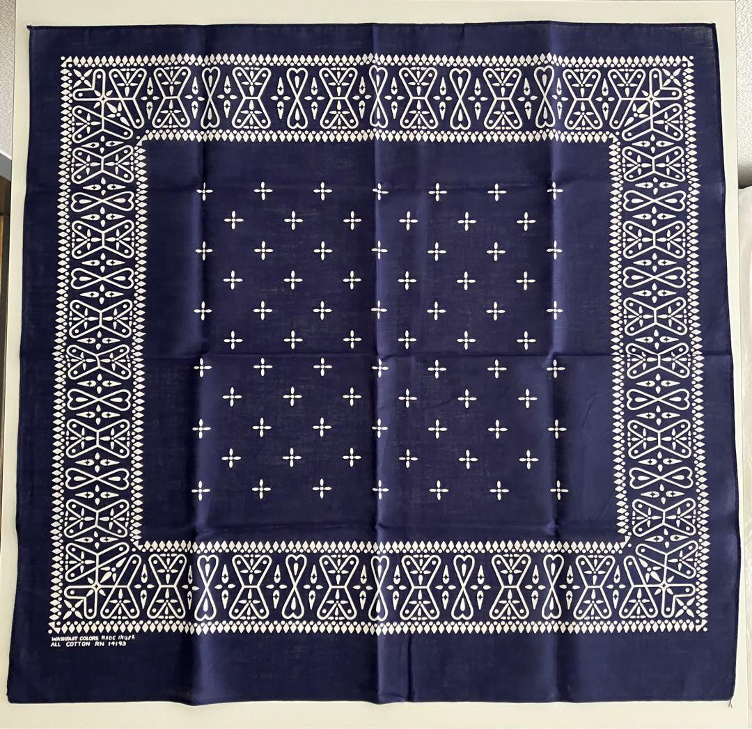 60s クロスバンダナ デッドストック 60s 70s 黒クロス バンダナ RN14193 デッドストック | NY OLDIES