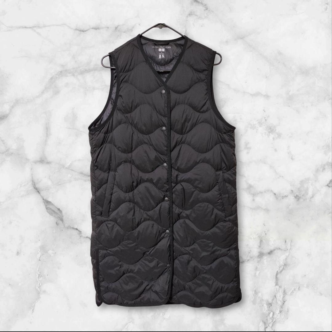 ユニクロ ウルトラライトダウンロングベスト S ブラック - メルカリ