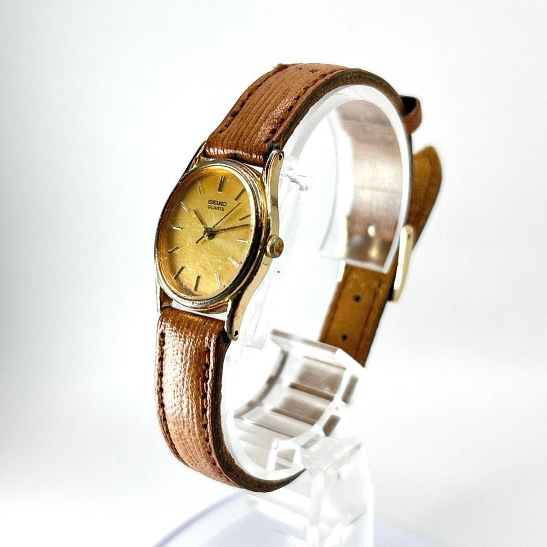 稼働品 SEIKO セイコー レディース 腕時計 クォーツ ゴールド文字盤
