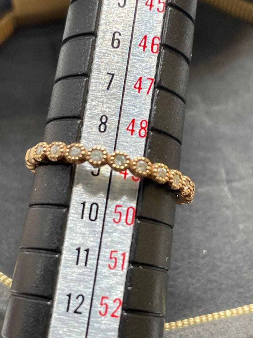 【現行品】agete K10 0.09ct フリルダイヤモンド リング 9号