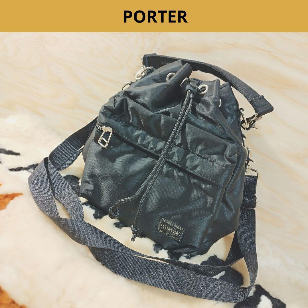 PORTER ブラック バルーンサック　S ショルダーバッグ ハンドバッグ　巾着 美品】 ポーター porter バルーンサック Sサイズ 2way ブラック 巾着型