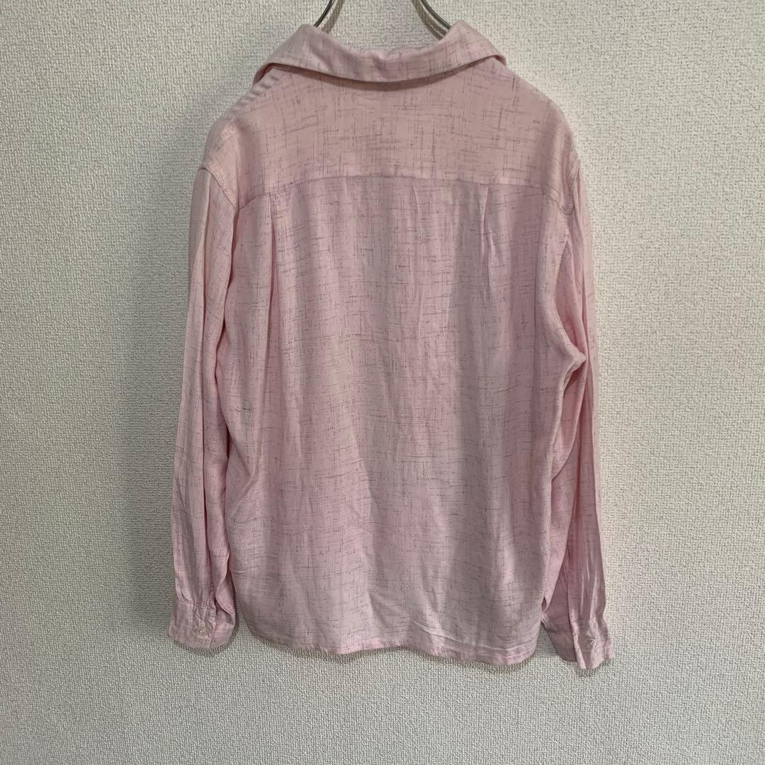 50s 60s vintage レーヨン オープンカラー カスリ ピンク - メルカリ