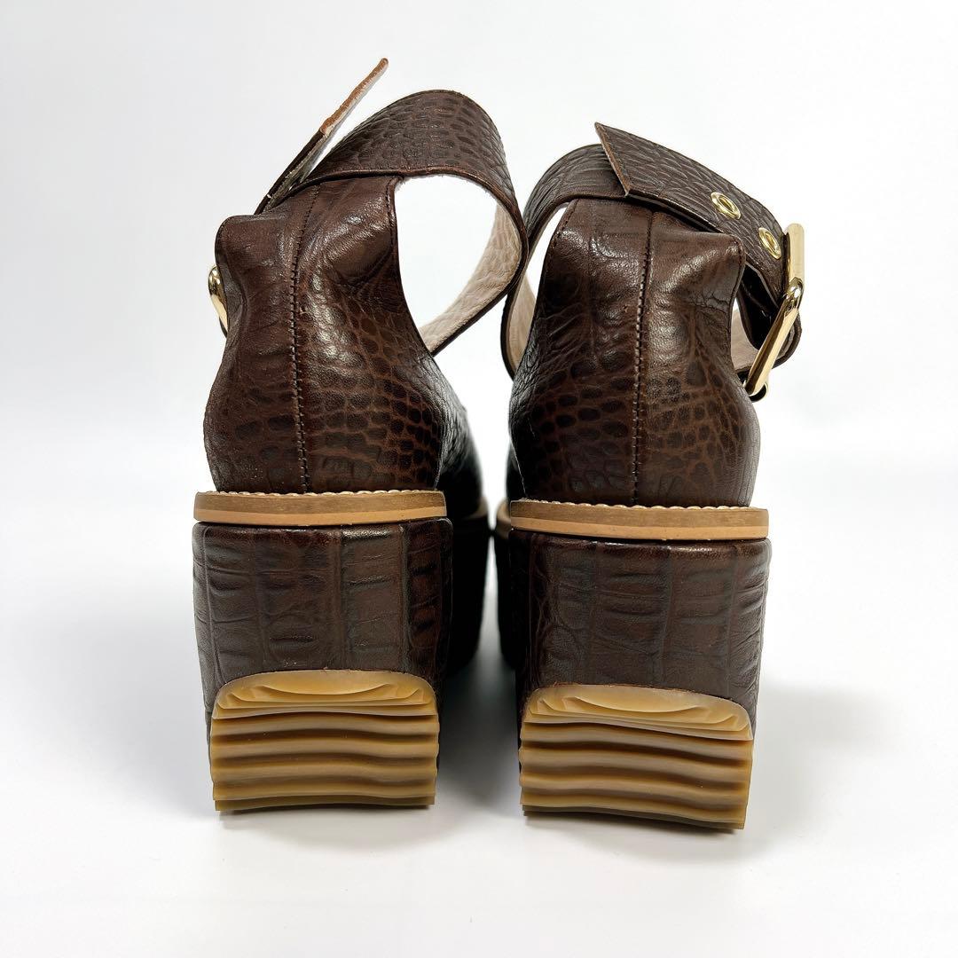 《美品》ヴィヴィアンウエストウッド 厚底ベルトパンプス クロコ ブラウン 36