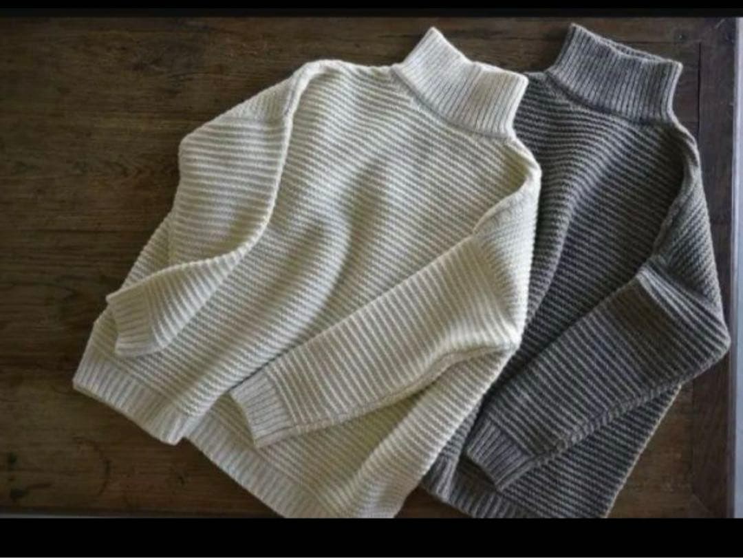 ourhome 上質ウールのハイネックニット オフホワイト - トップス人気