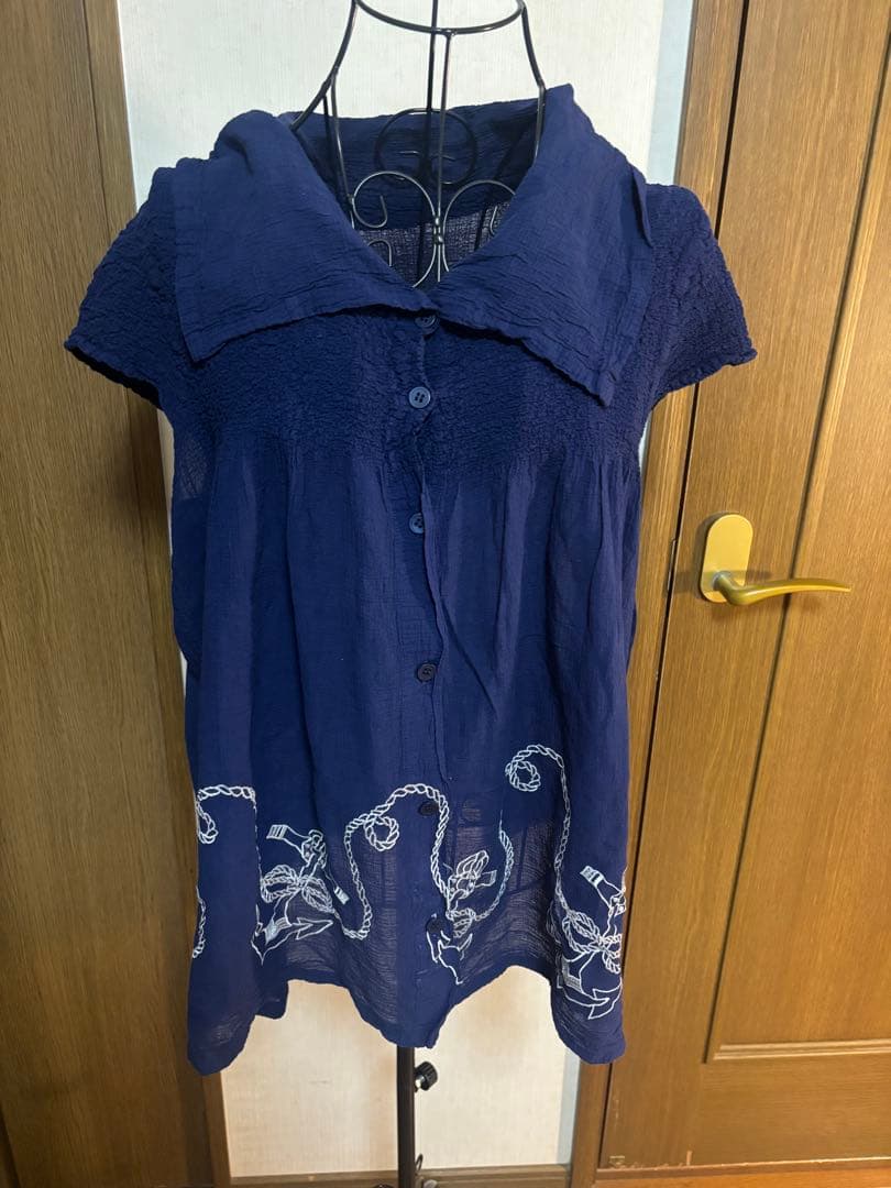 イッセイ ミヤケ ネイビー 半袖 シャツ 刺繍入り - メルカリ