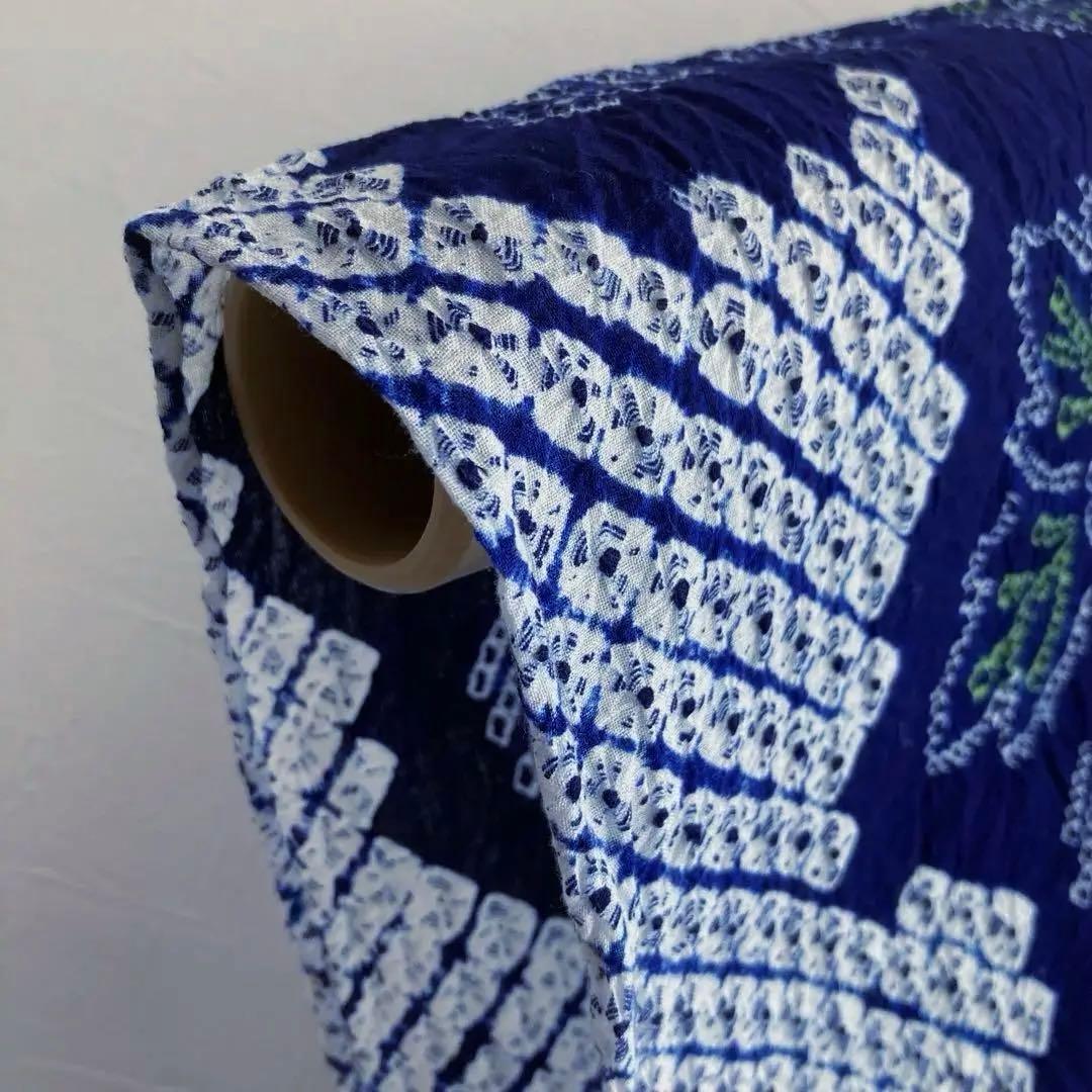 みっちん。様専用 有松鳴海絞り浴衣・蜘蛛絞り 花模様 手縫い 広襟 No