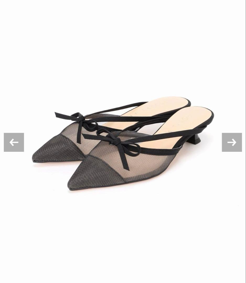 美品★LE TALON 3.5cm シアーリボンミュール Lサイズ