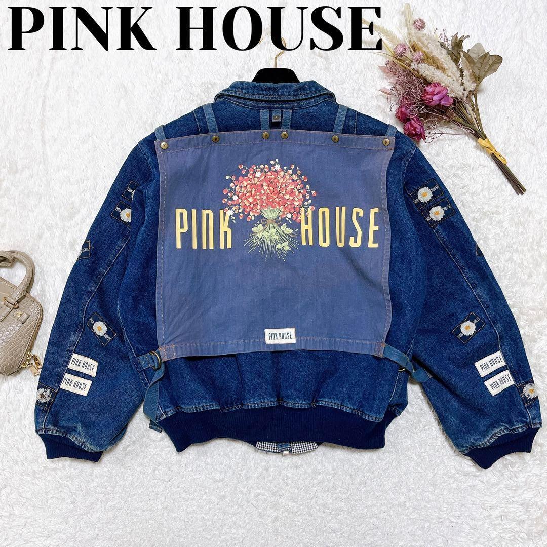 ピンクハウス ゼッケンブルゾン デニムジャケット ロゴ ワッペン