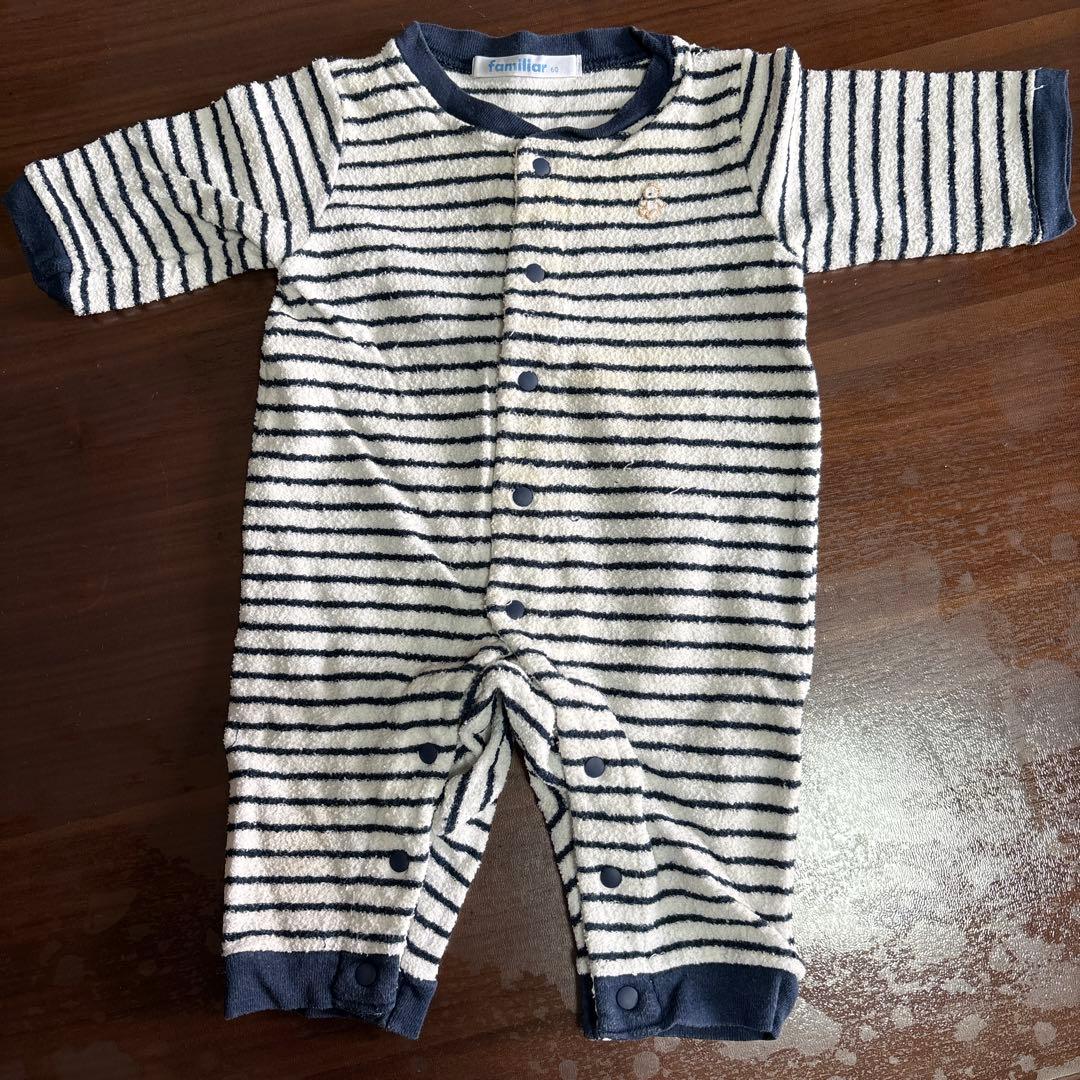 ファミリア◇ストライプロンパース 60サイズ - メルカリ