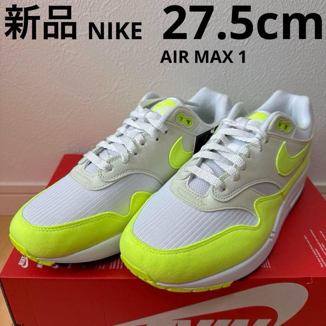 新品 NIKE AIR MAX 1 メンズ スニーカー 靴 白 蛍光色 27.5 - メルカリ