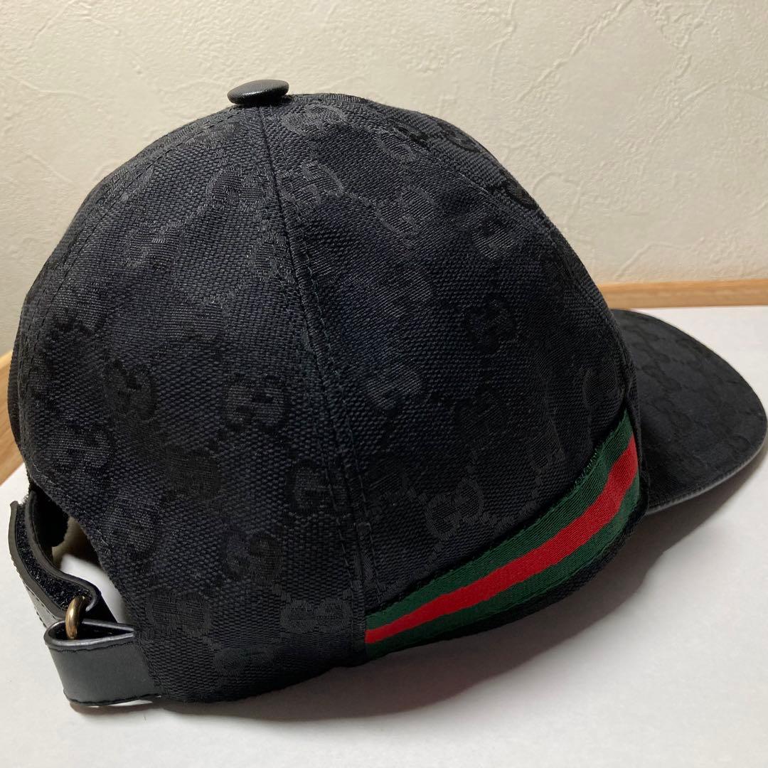 グッチGUCCI キャップシェリーラインブラックGGマークL
