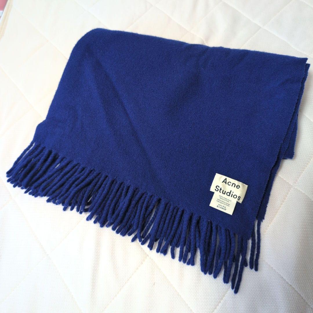 Acne Studios ブルー 青 マフラー フリンジ ストール アクネ - メルカリ