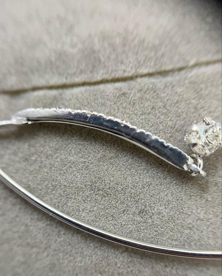 k18WG ダイヤ フック ピアス 0.30ct スウィング