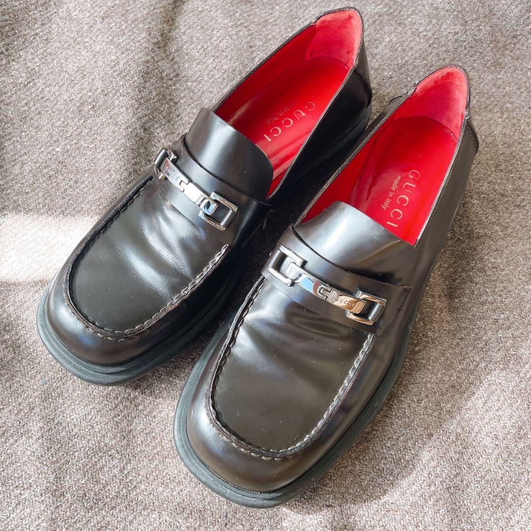 GUCCI ハイブリッド厚底ローファー グッチ ホースビットローファー 23.5 二子玉)GUCCI グッチ ホースビットローファー レザー プラットフォーム