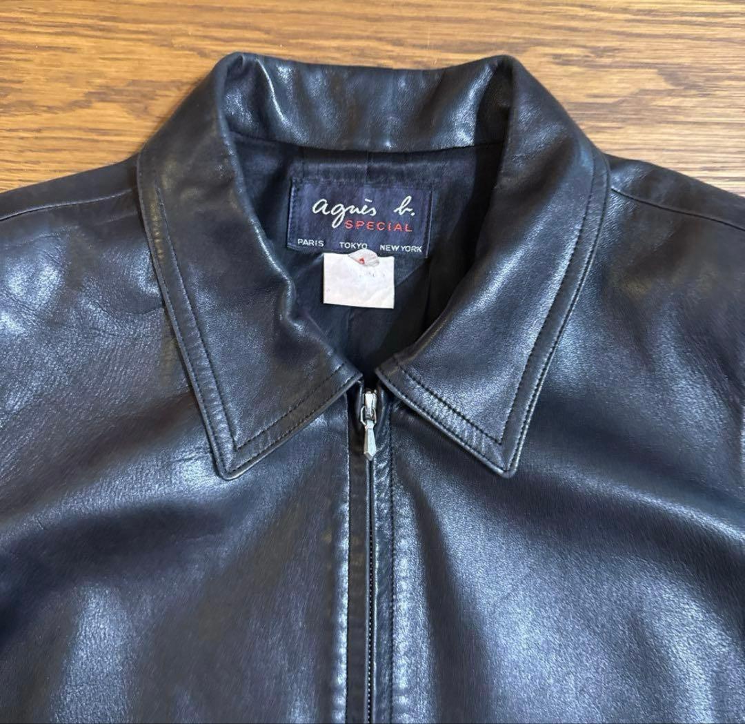 希少】agnes b. レザージャケット size2 短丈 ダークブラウン - メルカリ