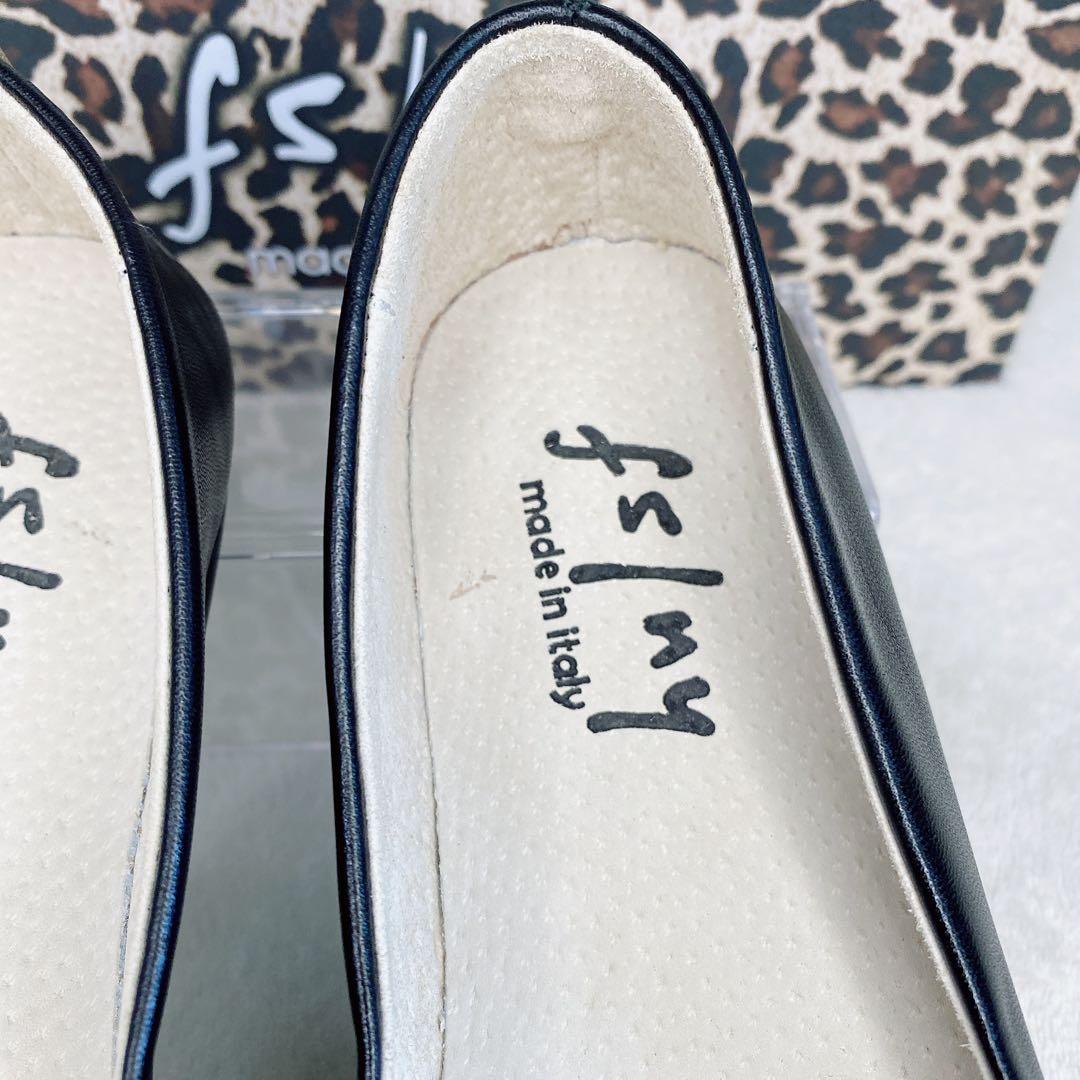 極美品 fs/ny フラットパンプス バレエ シューズ 黒 24 レザー 限定品