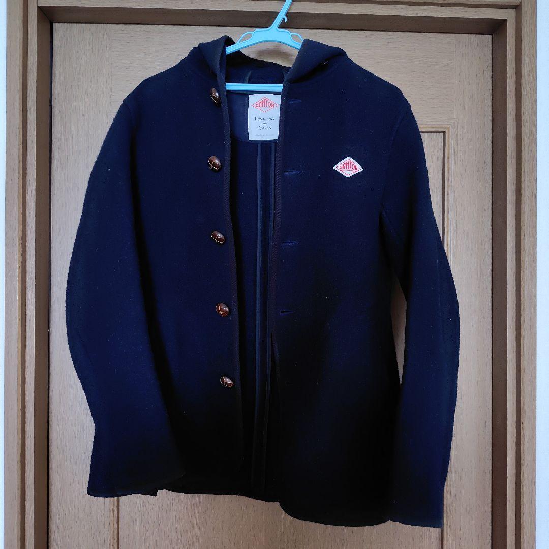 ダントン フード付きウールコート ネイビー - メルカリ