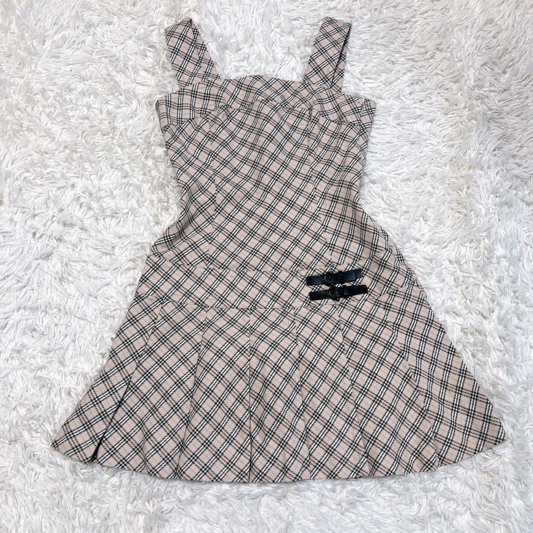 希少✨バーバリー ノバチェック ワンピース 牛革ベルト プリーツ Y2K