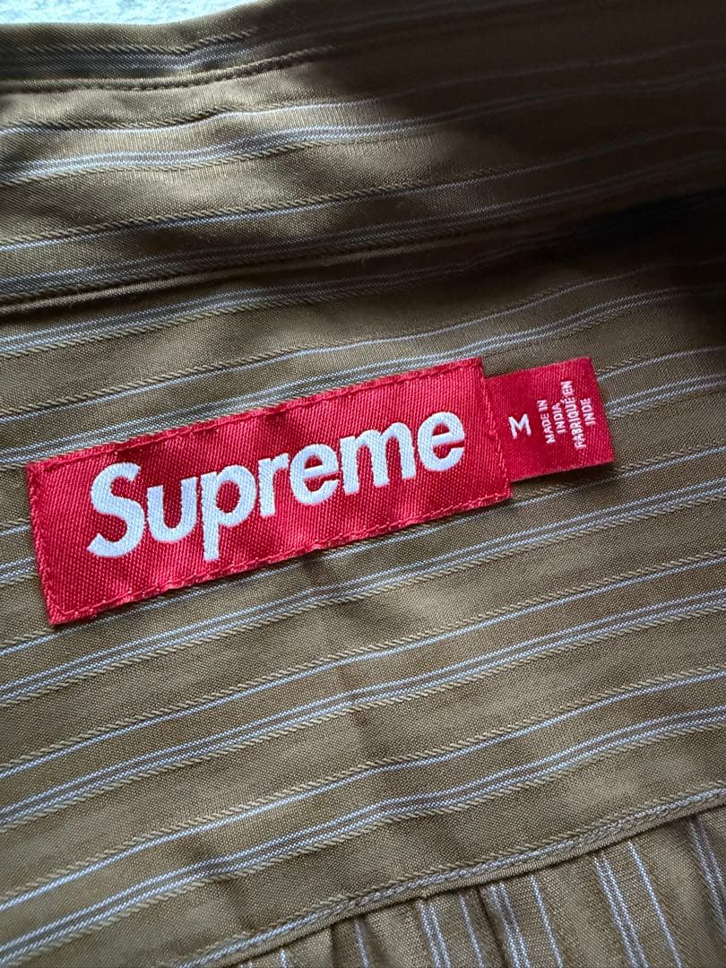 25AW Supreme Pinstripe Shirt Brown M - メルカリ