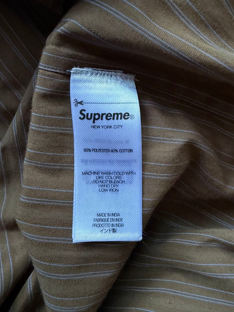 25AW Supreme Pinstripe Shirt Brown M - メルカリ