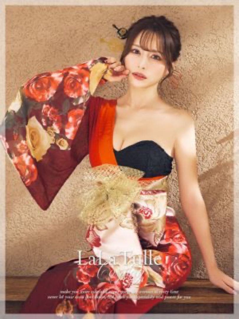 Tika 花魁セクシーワンショルダーフラワー和装ドレス [3点セット] Tika