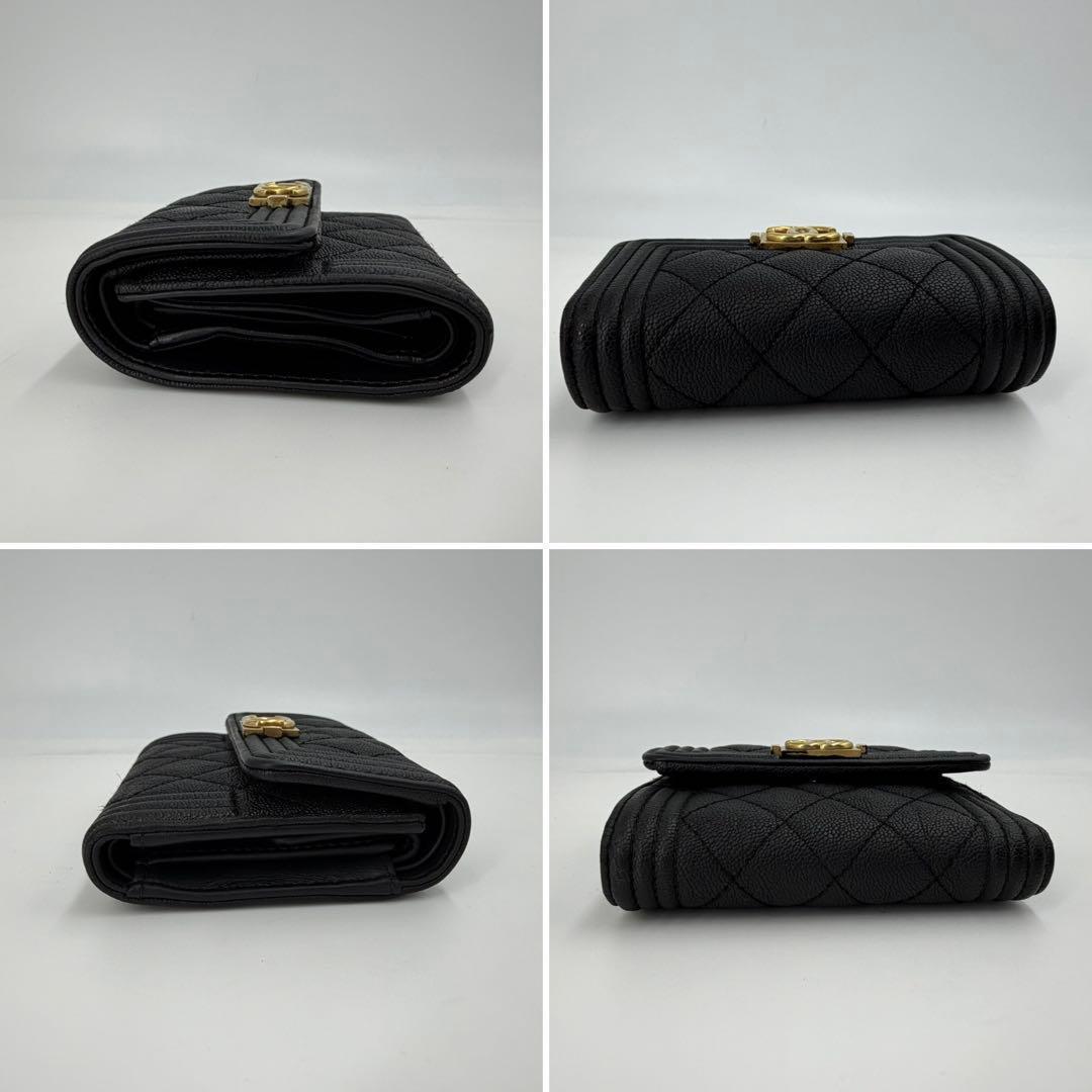 極美品✨シャネル ボーイシャネル マトラッセ 三つ折財布 キャビア