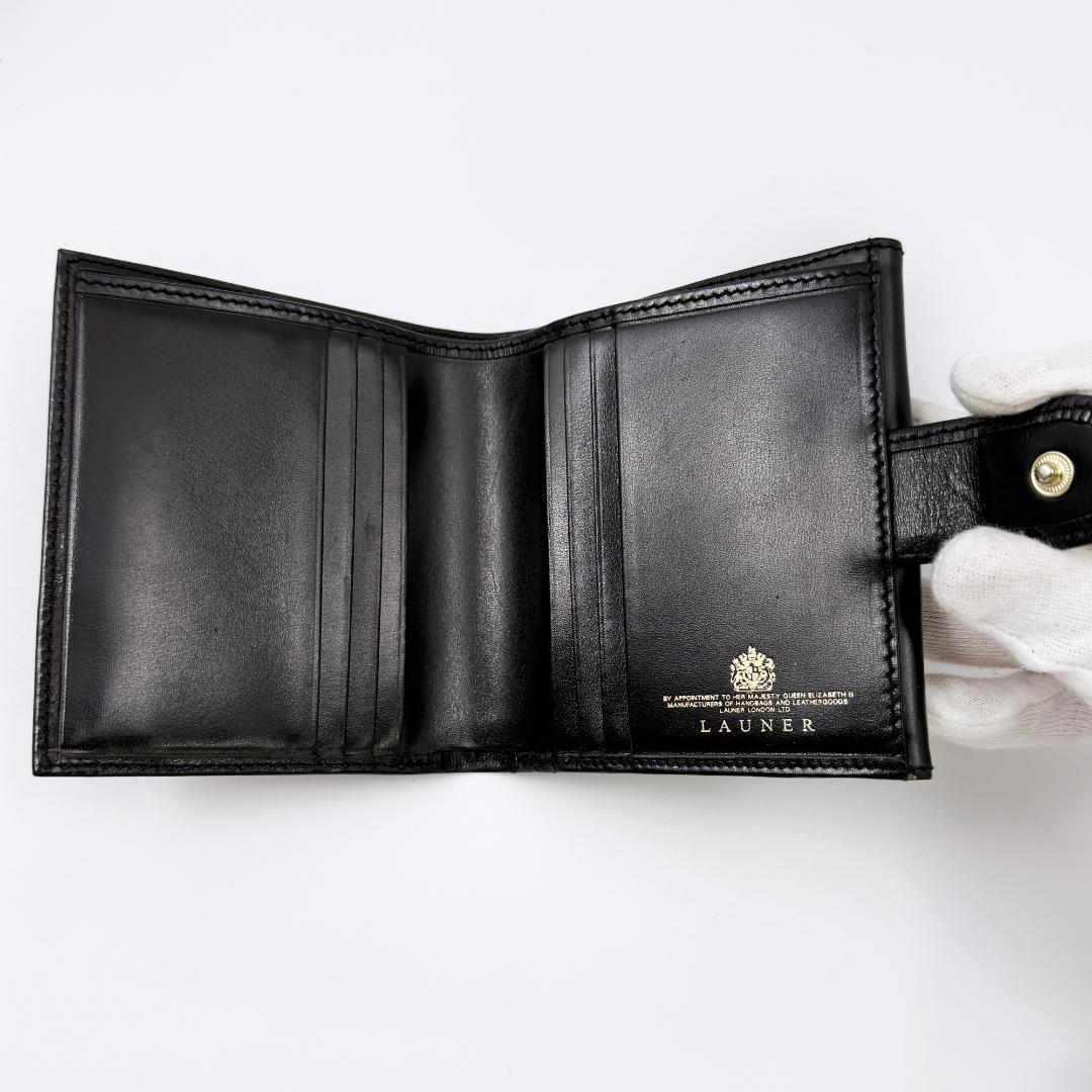 定価8.8万【未使用品？】 ロウナー ロンドン 二つ折り財布 黒 ゴールド