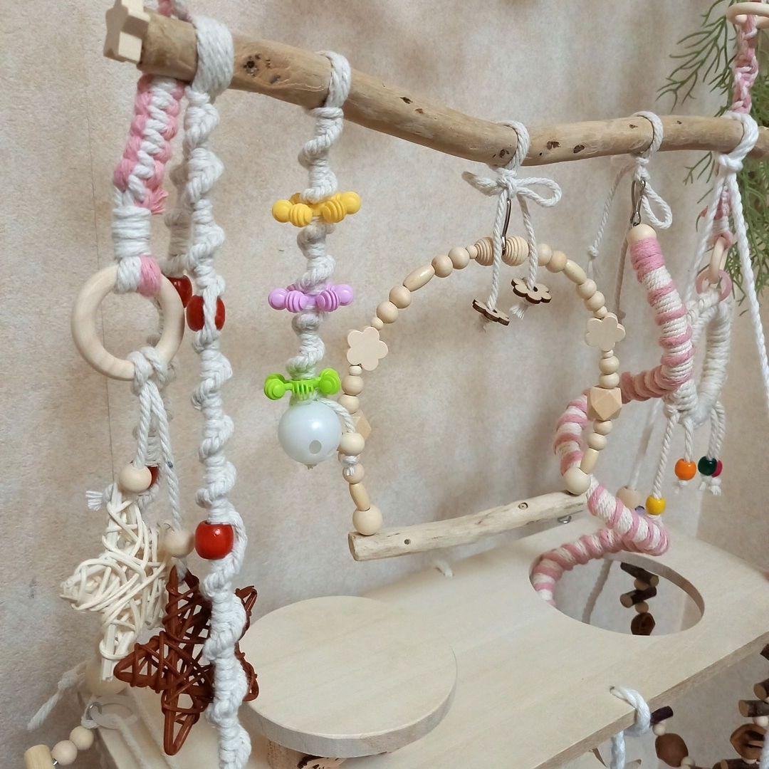 流木 三段バードアスレチックジム 螺旋パーチ 円錐形リング 大型R No