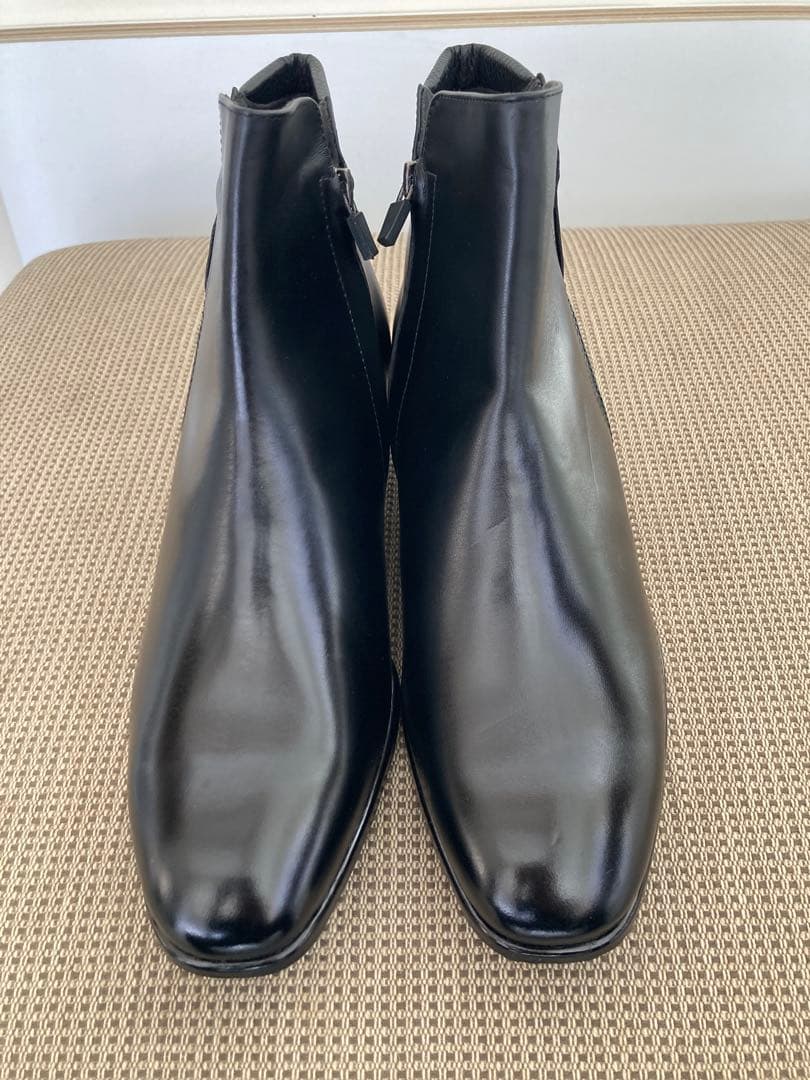 ブラックレザーショートブーツヒール5.0cm pointer 【本革】ショートブーツ 革 レディース ブーツ 5cmヒール 太