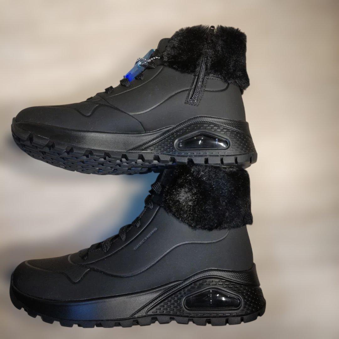 新品24.5cm]スケッチャーズ ハイカットスニーカー サイドジップ 黒