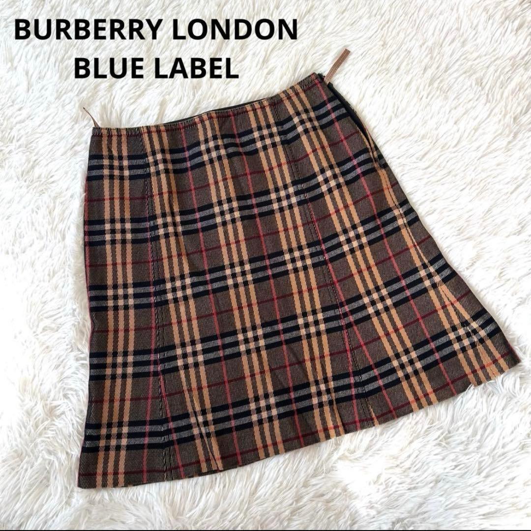 バーバリーブルーレーベルスカート ノバチェック フレア 36 Burberry