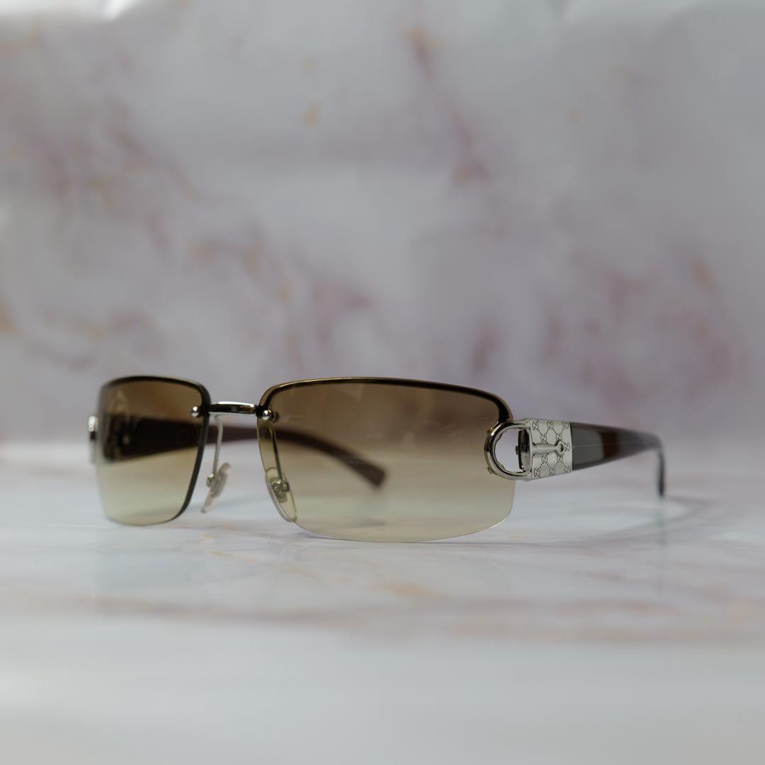 GUCCI グッチ ハーフリム ホースビット Y2K GG ロゴ サングラス - メルカリ