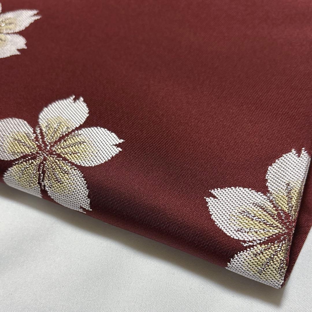 袋帯【辻村寿三郎】ジュサブロー 桜 正絹 染め分け 灰色 赤紫色 六通柄