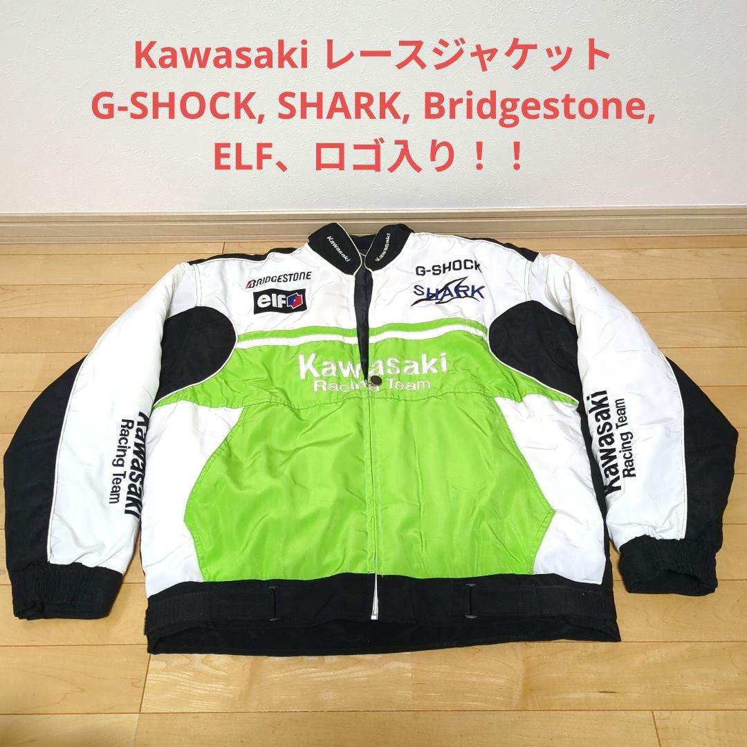Kawasaki レースジャケット グリーン vintage バイク　古着　川崎 感涙の初代ZXRカラー！ SBK・第12戦に出場のカワサキZX-10RRがカッコ良