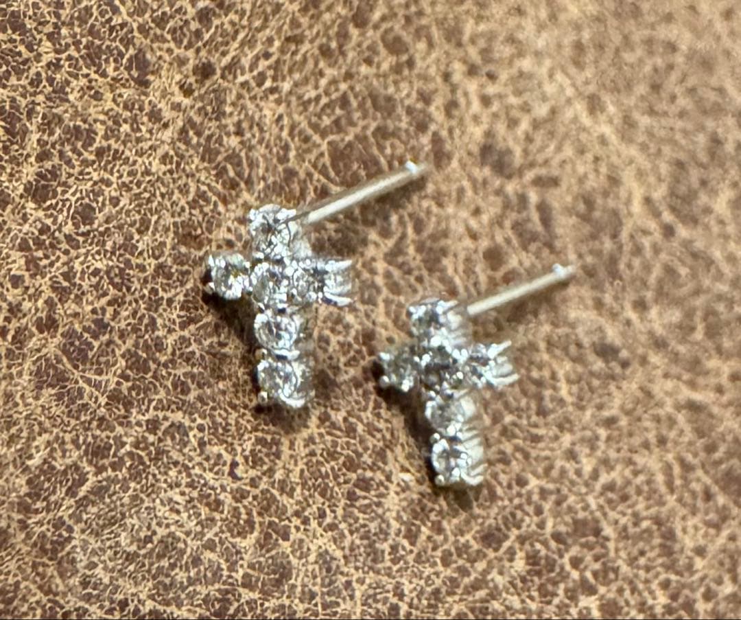 クロス　プラチナ　ダイヤモンド　ピアス☆ キャッチ無し 楽天市場】Pt900【0.08ct】クロス ダイヤモンド ピアス18金 ダイヤ