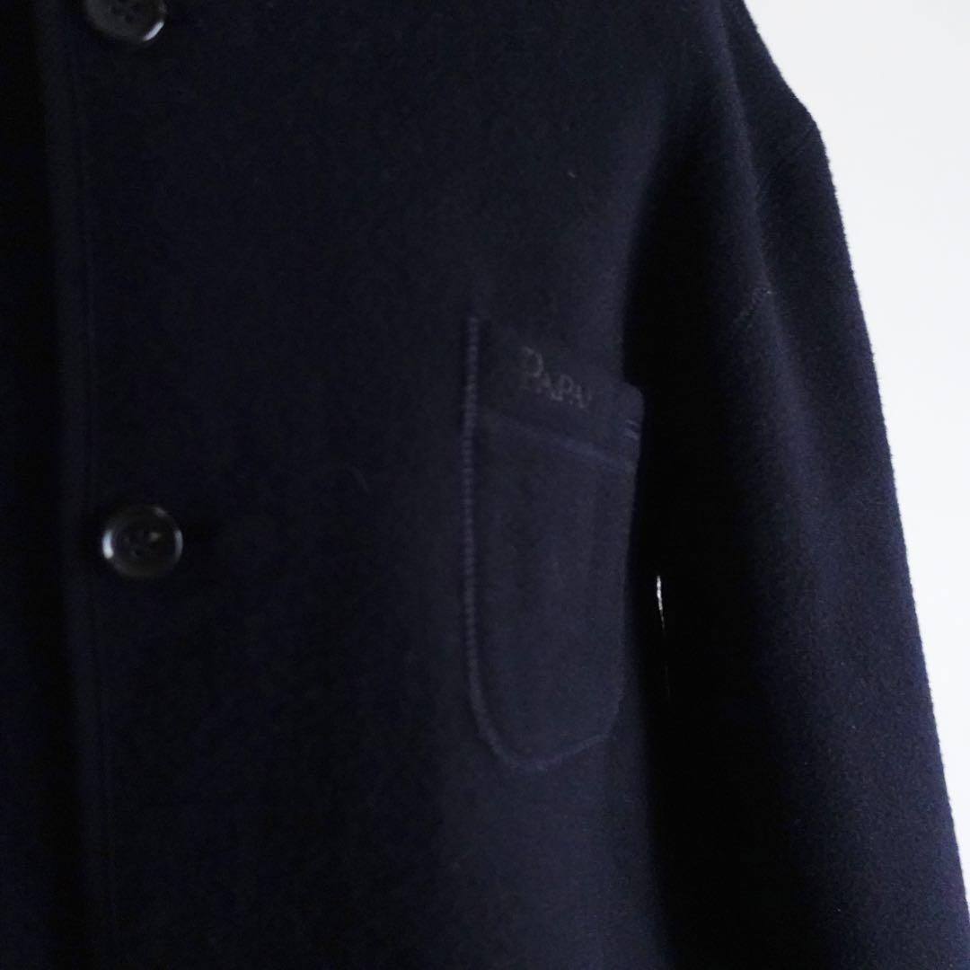 極美品】Papas ウールフランネル マオカラージャケット ダークネイビー