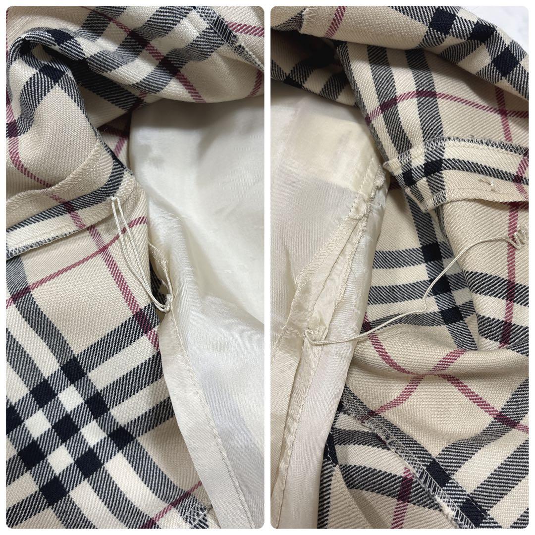 バーバリーロンドン ウール100% ノバチェックプリーツスカート 40 ひざ