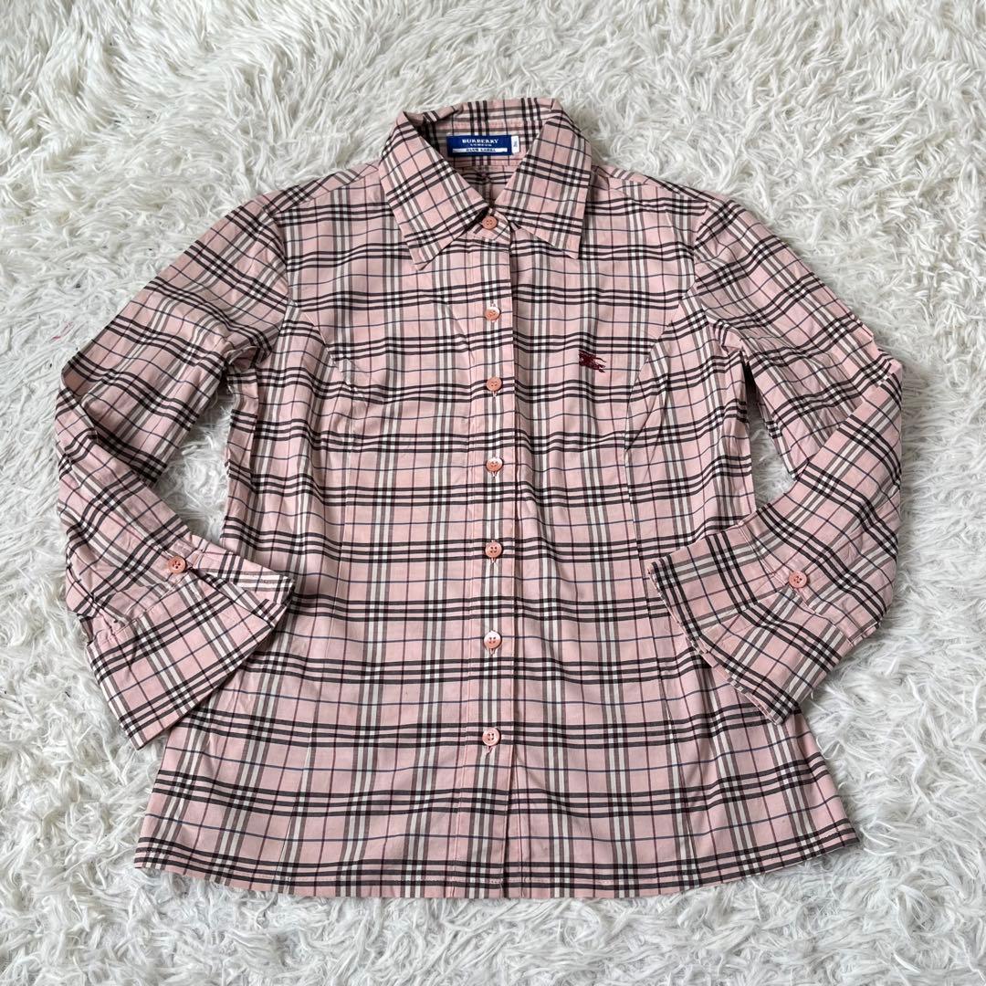 BURBERRY バーバリー ブルーレーベル ピンク チェック シャツ - メルカリ