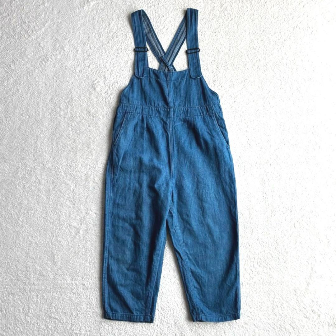美品 ネストローブ nestRobe リネン混デニムサロペット オーバーオール